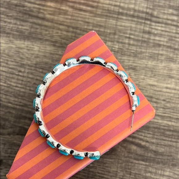 Piper K | Reconstituted Turquoise Hoop Earrings - Picture 4 of 6